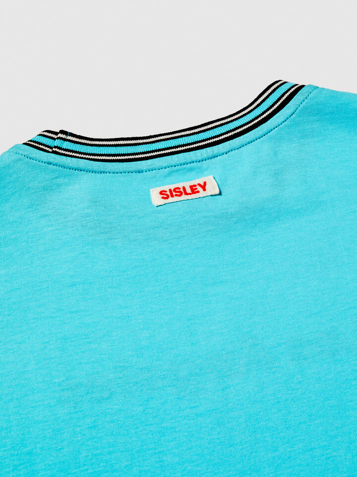 T-shirt with embroidered print - boys' short sleeve t-shirts - Bright Blue | Sisley Young image number 2